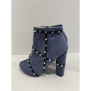 Cape Robbin Studded Ankle Boot 7.5M Blue Zip Strap Punk